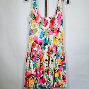 Vintage Lauren Ralph Lauren cotton floral dress fit & flare pockets Garden Party